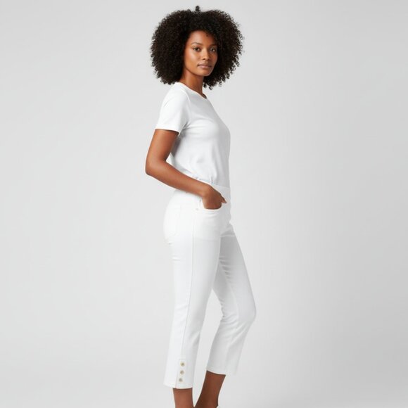 NWT Belle by Kim Gravel White Pearls Just Want to Have Fun Ponte Pant 14 - Picture 3 of 13